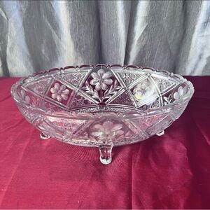 Vintage Crystal Dish with Floral Design